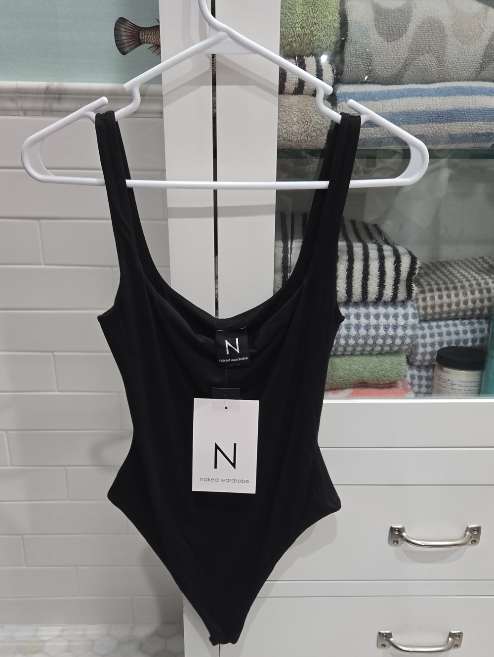 Naked Wardrobe Women's Black Scoop Neck Bodysuit NWT Size Small